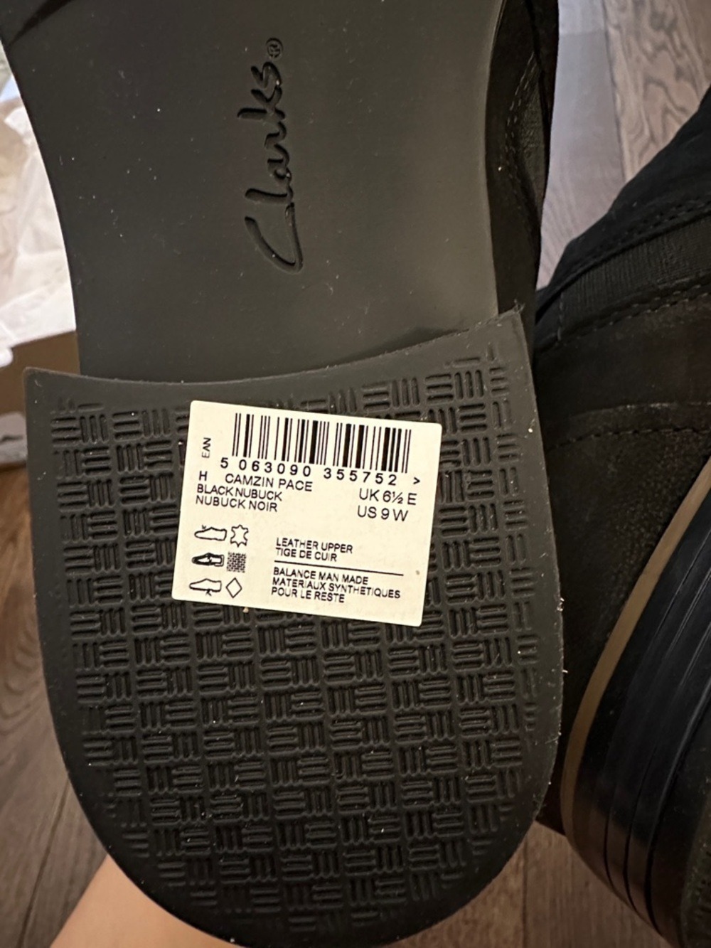 Clarks Camzin Pace Wide Width Black Leather Nubuck Shoes Ankle Booties - Picture 13 of 14